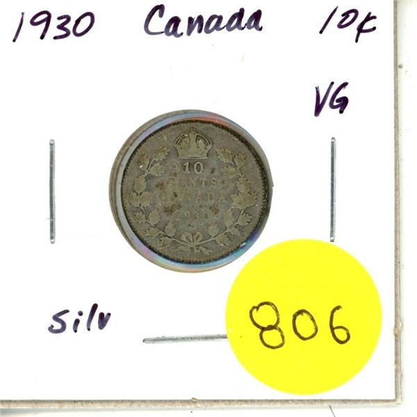 1930 Canada Silver 10¢