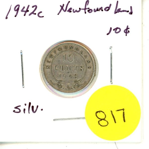 1942c Newfoundland Silver 10¢