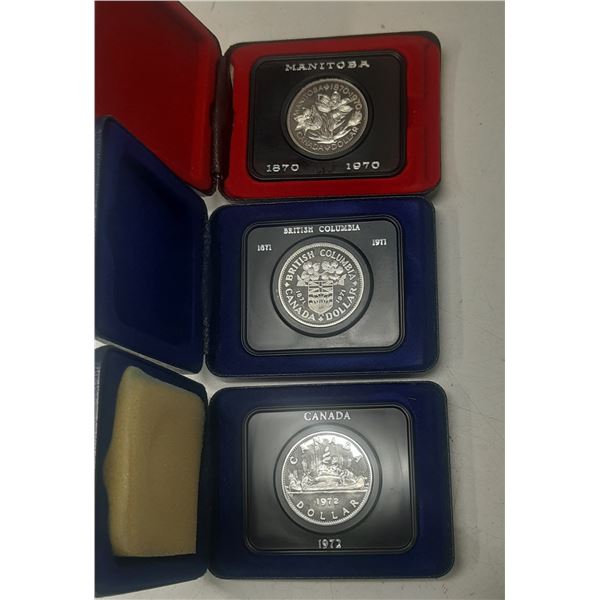 Lot of 3 Canada Dollars:  1970, 1971 & 1972