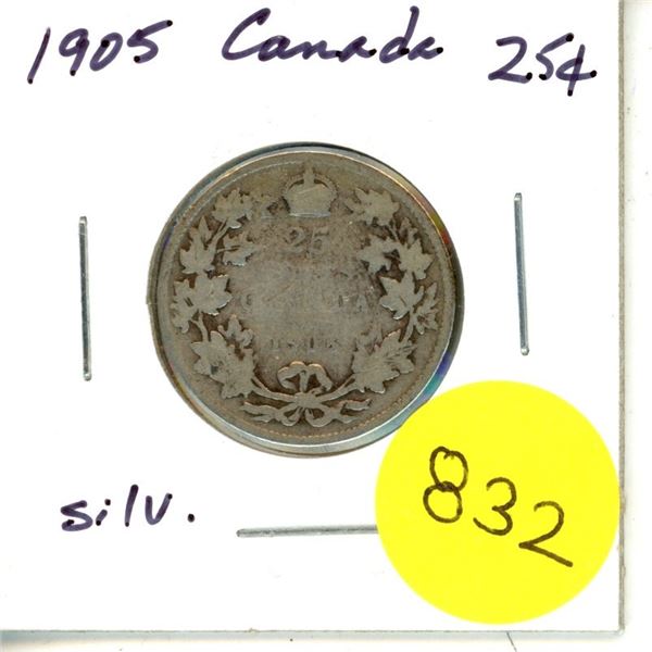 1905Canada Silver 25¢