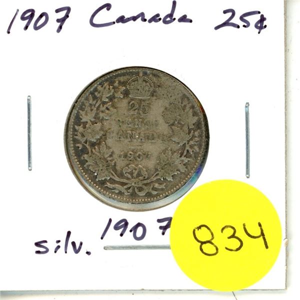 1907 Canada Silver 25¢