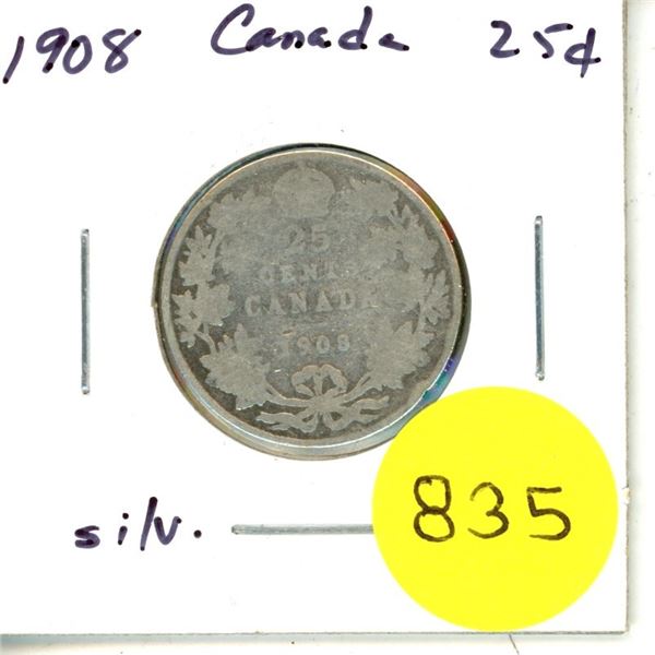 1908 Canada Silver 25¢