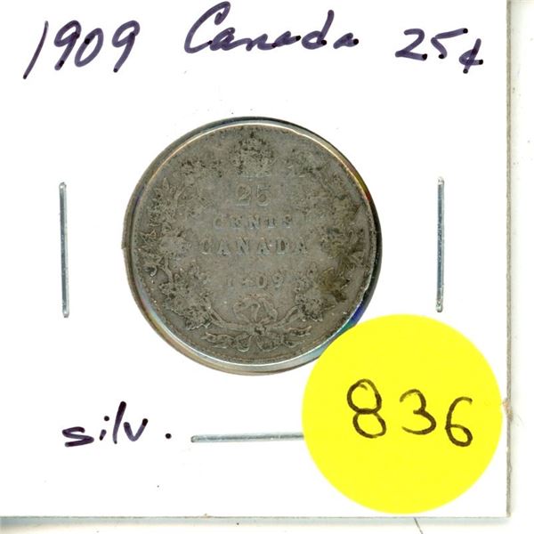 1909 Canada Silver 25¢