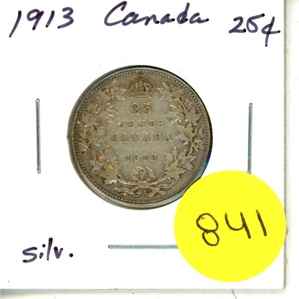 1913 Canada Silver 25¢