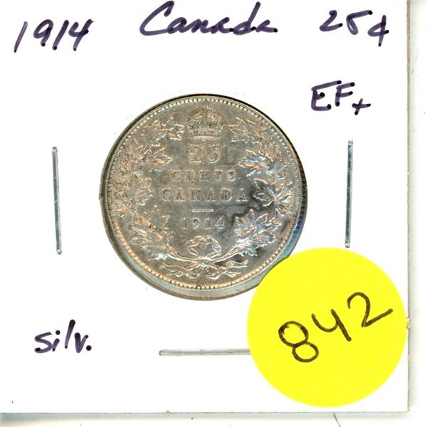 1914 Canada Silver 25¢