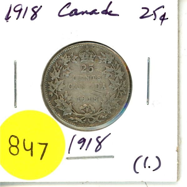 1918 Canada Silver 25¢ (1.)