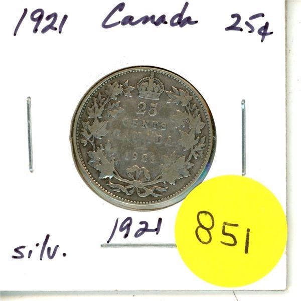 1921 Canada Silver 25¢