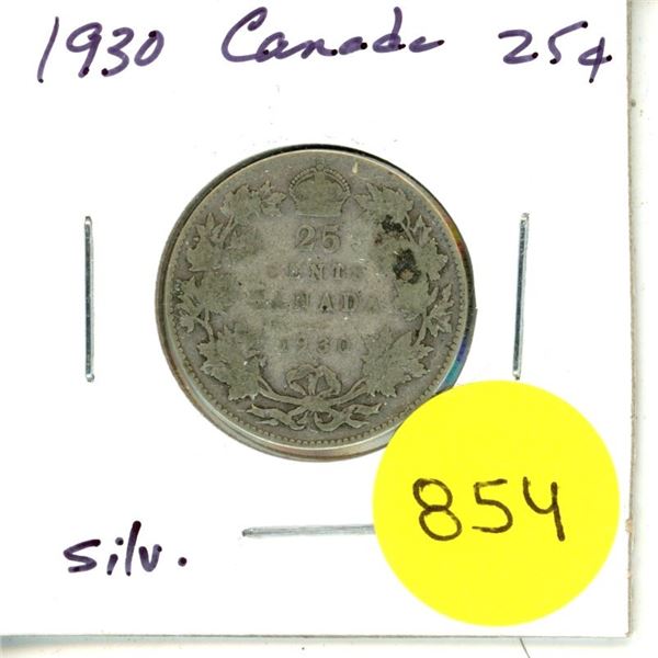 1930 Canada Silver 25¢