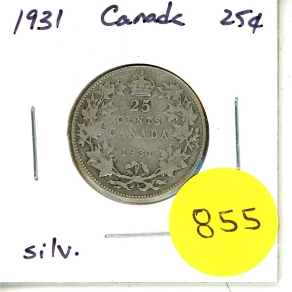 1931 Canada Silver 25¢