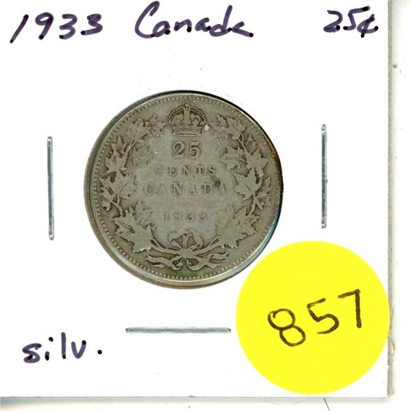 1933 Canada Silver 25¢