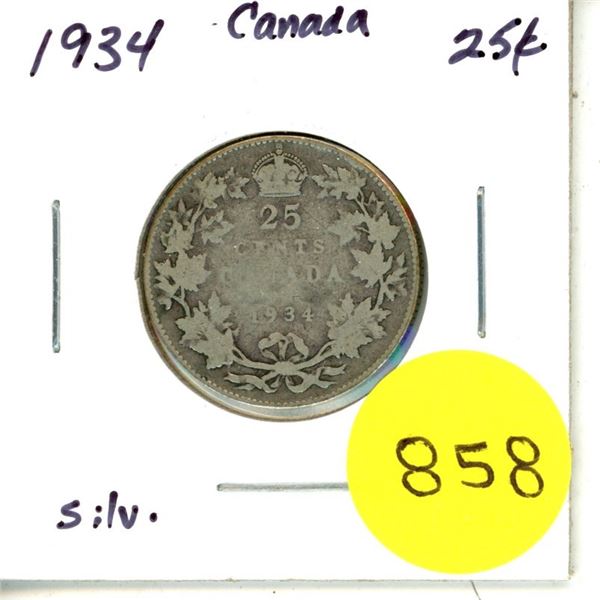 1934 Canada Silver 25¢