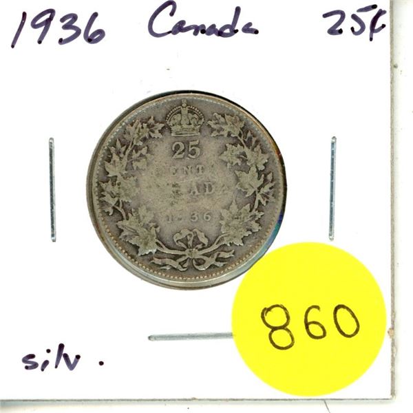 1936 Canada Silver 25¢