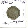 Image 2 : 1936 Dot KEY DATE Canada Silver 25¢