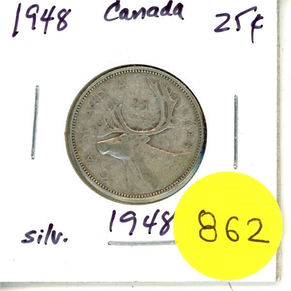 1948 Canada Silver 25¢ (1.)