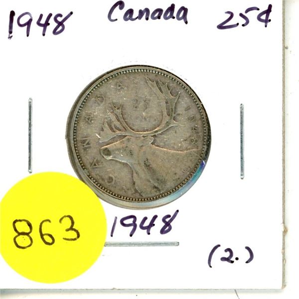 1948 Canada Silver 25¢ (2.)