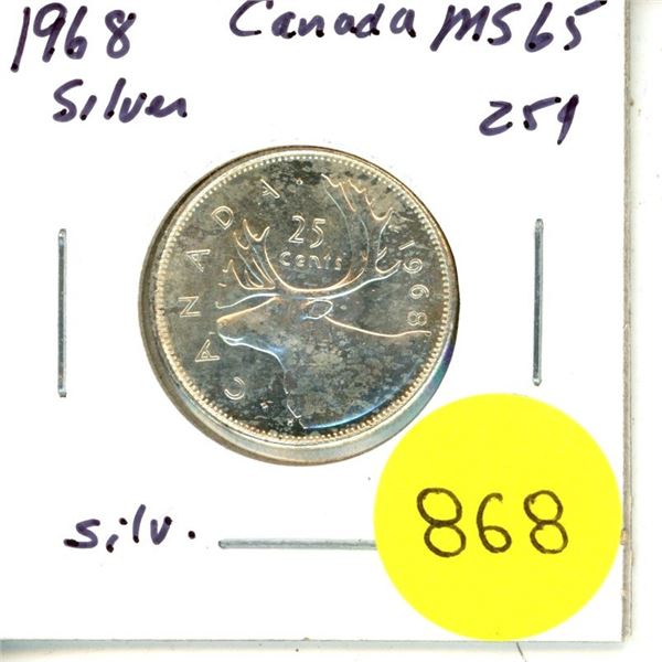 1968 Canada Silver 25¢
