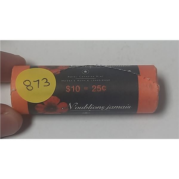 2004 Mint Roll BU Colored Poppy Canada 25¢