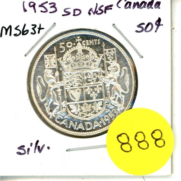 1953 SD NSF Canada Silver 50¢