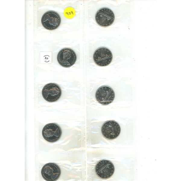 Lot of 10 Canada 1968 Dollars in pilofilm (2.)