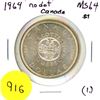 Image 1 : 1964 No Dot Canada Silver Dollar (1.)