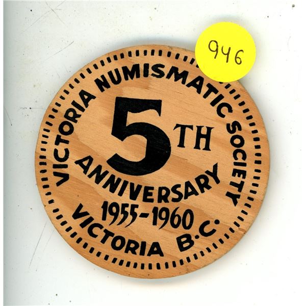 1955-1960 Victoria Numismatic Society Wooden Dollar