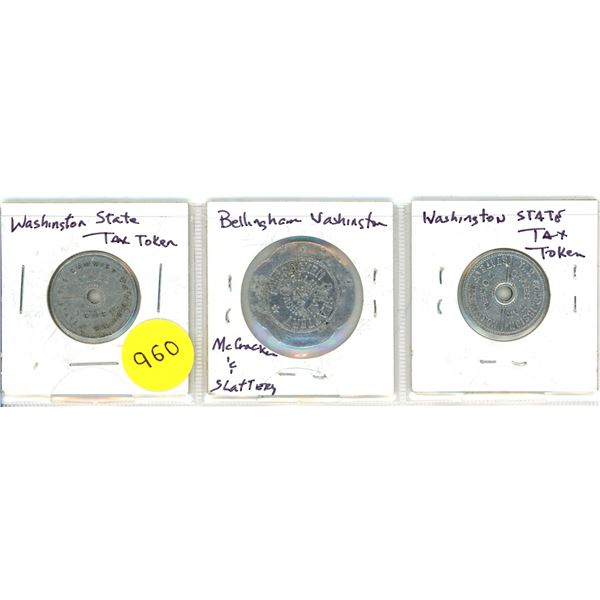 Lot of 3 Washingston State Tokens