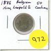 Image 1 : 1886 Belgium King Leopold II Silver 50 Centimes