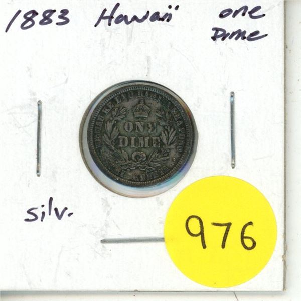 1883 Hawaii Silver One Dime