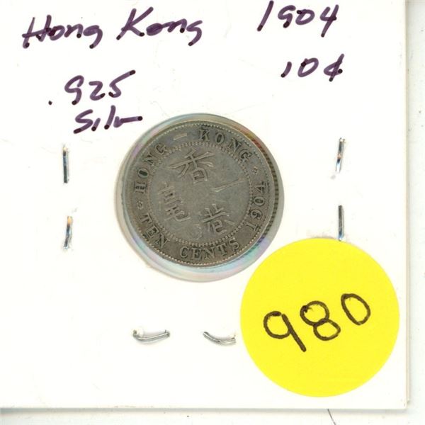 1904 Hong Kong Silver 10 Cents