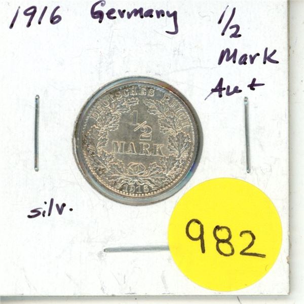 1916 Germany Silver Half Mark
