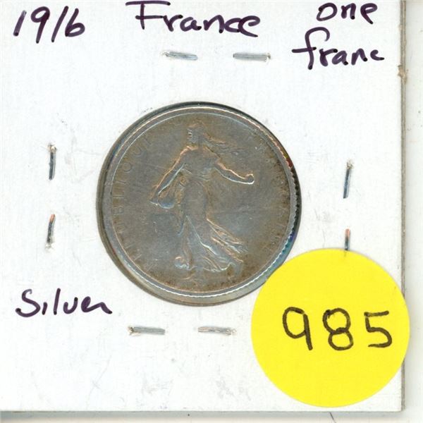 1916 France Silver One Franc