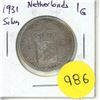 Image 1 : 1931 Netherlands Silver One Gulden (1.)