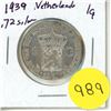 Image 1 : 1939 Netherlands Silver One Gulden