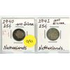 Image 1 : Lot of 2 Netherlands Silver 25 Cents:  1940 & 1941
