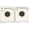 Image 2 : Lot of 2 Netherlands Silver 25 Cents:  1940 & 1941