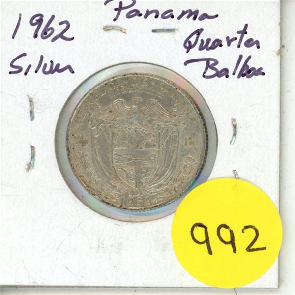 1962 Panama Silver Quarter Balboa