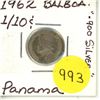 Image 1 : 1962 Panama Silver One Tenth Balboa