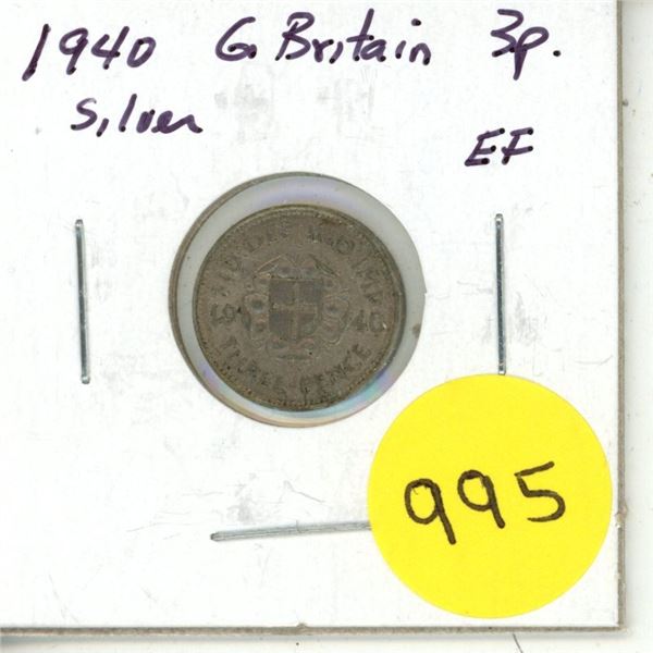 1940 Great Britain Silver 3 Pence
