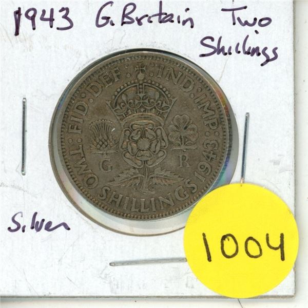 1943 Great Britain Silver 2 Shillings