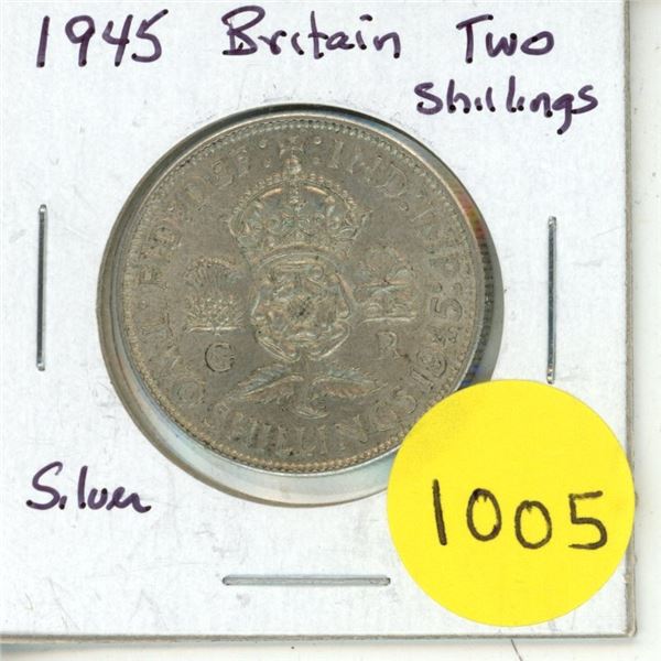 1945 Great Britain Silver 2 Shillings