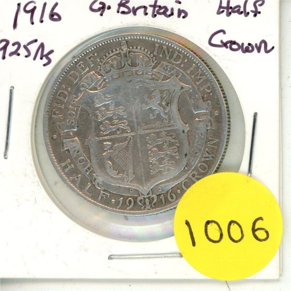1916 Great Britian Silver Half Crown