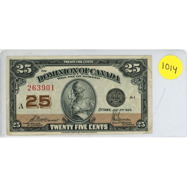 1923 Dominion of Canada Shinplaster, McCavour/Saunders (# 263901)