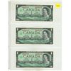 Image 1 : Lot of 3 Canada 1967 Consecutive One Dollar Bills, Beattie/Rasminsky (# G/P 4886133 -135)