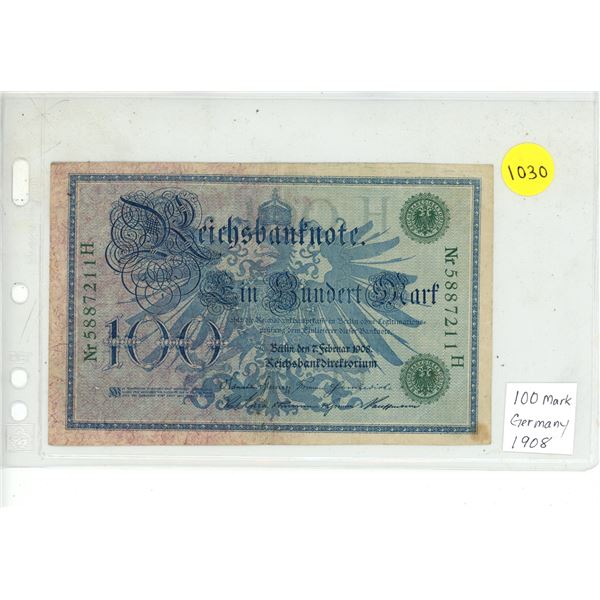 1908 Germany 100 Mark
