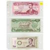 Image 1 : Lot of 3 Iraq Dinars: 1992 (5 D), 1982 (25 D), 2001 (25D)