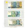 Lot of 3 Brazil Cruzeiros:  1986-88 (100 C), 1987 (200 C), 1986-89 (500 C)