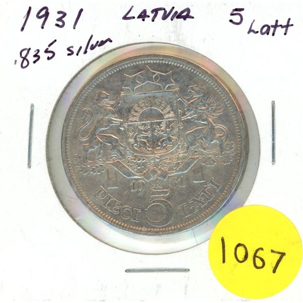 1931 Latvia Silver 5 Latt