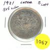 1931 Latvia Silver 5 Latt