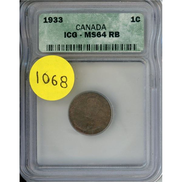 1933 Canada Small Cent, MS 64 RB (ICG # 3656171401)