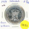 Image 1 : 1939 Netherlands Silver 2 1/2 Gulden